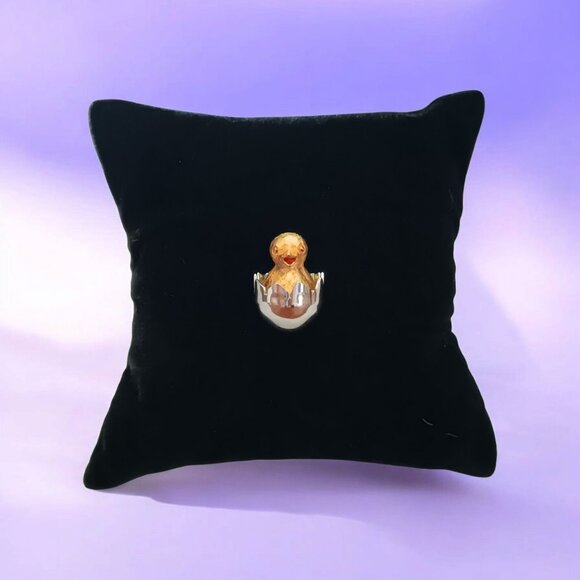 Hatching Baby Chick Silver and Gold Mens Easter Spring Farmer Tie Tack Lapel Pin - Picture 2 of 6